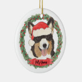 Gepersonaliseerde zwarte tribune Corgi Keramisch Ornament (Rechts)