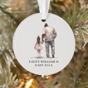 Gepersonaliseerde zwarte vader en dochter (3) ornament