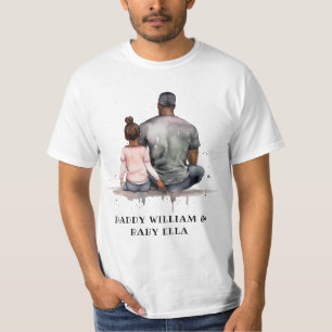 Gepersonaliseerde zwarte vader en dochter (5) t-shirt