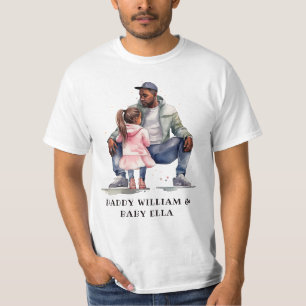 Gepersonaliseerde zwarte vader en dochter (7) t-shirt