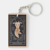 Gepersonaliseerde zwarte vinatge in de dierentuin  sleutelhanger (achterkant)