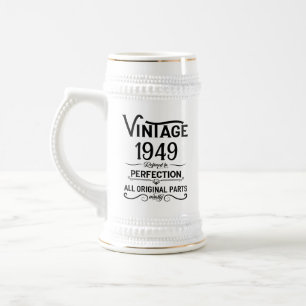 Gepersonaliseerde zwarte vintage 75e verjaardagsfe bierpul