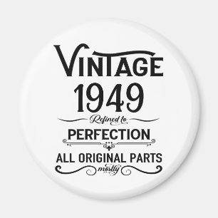 Gepersonaliseerde zwarte vintage 75e verjaardagsfe magneet
