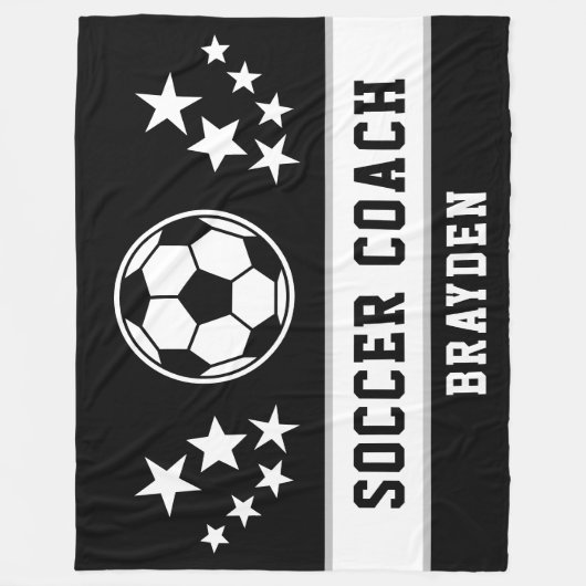 Gepersonaliseerde zwarte Voetbal coach naam Fleece (Voorkant)