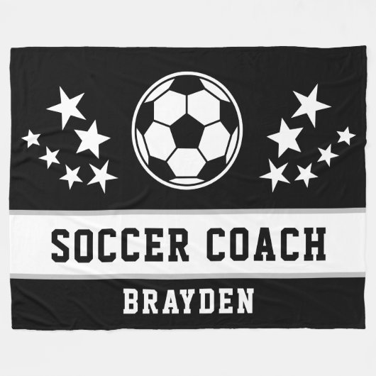 Gepersonaliseerde zwarte Voetbal coach naam Fleece (Voorkant (Horizontaal))