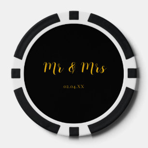 Gepersonaliseerde zwarte w / gele heer en mevrouw poker chips