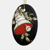 Gepersonaliseerde zwarte, witte kerstversiering keramisch ornament (Links)