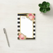 Gepersonaliseerde zwarte witte strepen Roze gouden Post-it® Notes (Kantoor)