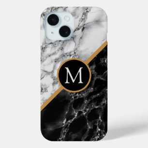 Gepersonaliseerde zwarte zwarte witte marmer iPhon