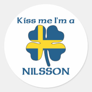 Gepersonaliseerde Zweedse Kiss Me Ik Ben Nilsson Ronde Sticker