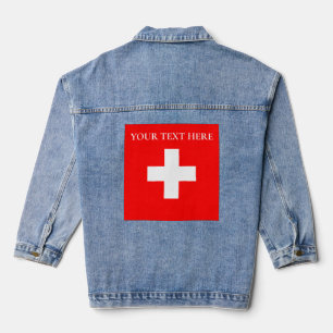Gepersonaliseerde Zwitserland vlag Schweiz Zwitser Denim Jacket
