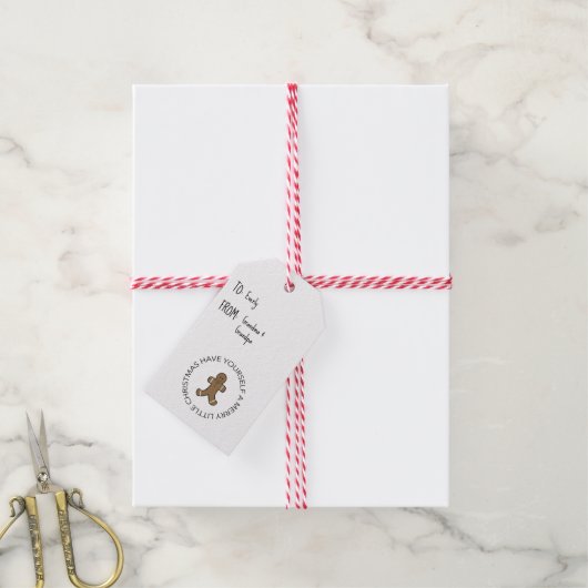 GepersonaliseerdeGingerbread Man Merry Little Chri Cadeaulabel (Met Touw)