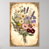  geperst Bloem Boeket Wall Art Print (Voorkant)