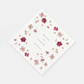 Geperst Rood Roze en Crème, bloemenbruiloft ontwer Servet (Hoek)