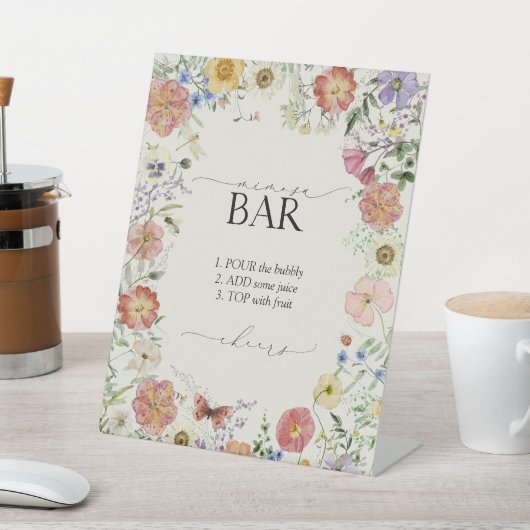 Geperst Wildbloem Bloemen Vrijgezellenfeest Minosa Reclamebord Met Voetstuk (Insitu)