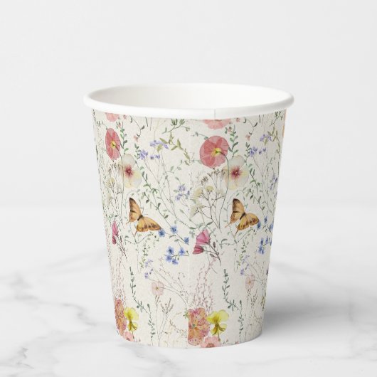 Geperst Wildflower Bloemen Vrijgezellenfeest Papieren Bekers (Rechts)