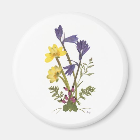 Geperste bloem Design Magneet (Voorkant)