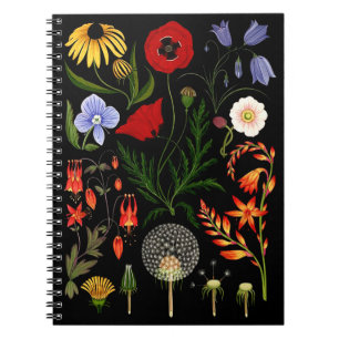 Geperste bloemen, Boho Wildbloemen,  Botanica Notitieboek