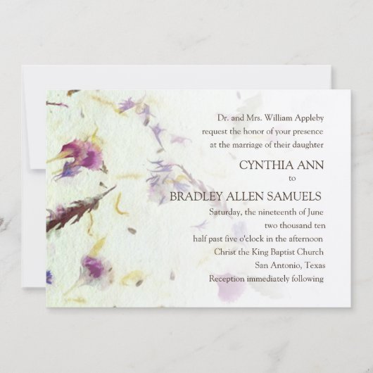 Geperste bloemen bruiloft kaart (Voorkant)