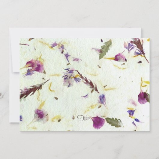 Geperste bloemen bruiloft kaart (Achterkant)