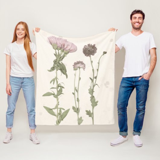 Geperste bloemen - Roze Fleece Deken (In situ)