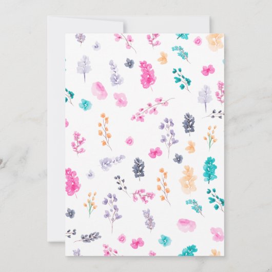 geperste bloemen script chic vrijgezellenfeest kaart (Achterkant)