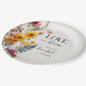 Geperste Bloemen Wilde Bloem Boho Bruiloft Feest Papieren Bordje (Gekanteld)