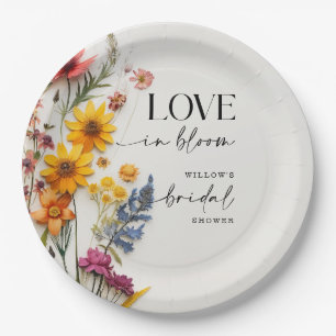Geperste Bloemen Wilde Bloem Boho Bruiloft Feest Papieren Bordje