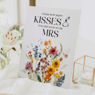 Geperste Bloemen Wilde Bloem Hoeveel Kusjes Bord Reclamebord Met Voetstuk