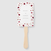 Geperste rood roze en crème, bloemig trouwprogramm handwaaier (Voorkant)