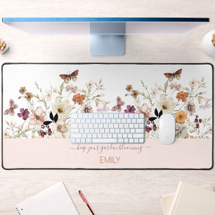 Geperste Wildbloemen Botanische Bloemen Desk Mat