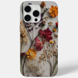 Geperste Wildbloemen met witte achtergrond iPhone 15 Pro Max Hoesje