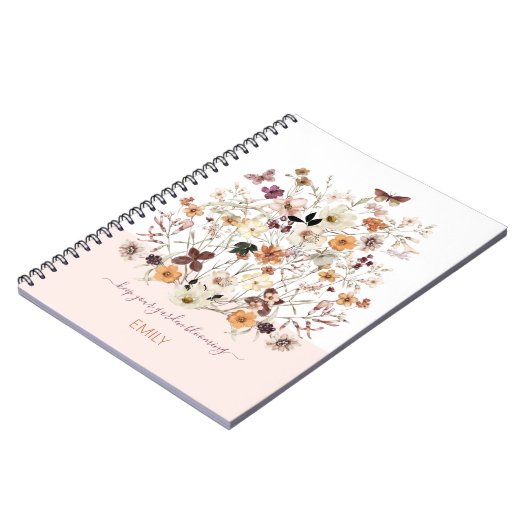 Geperste wilde bloemen Aangepaste naam botanische Notitieboek (Linkerzijde)