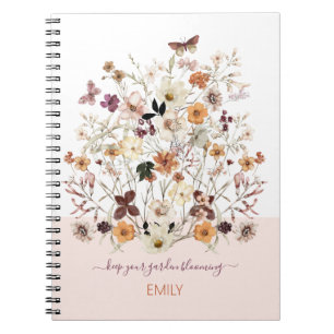 Geperste wilde bloemen Aangepaste naam botanische  Notitieboek