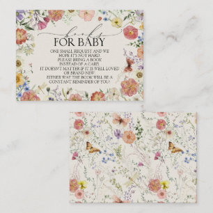 Geperste Wildflower Baby shower boeken voor Baby Informatiekaartje