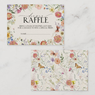 Geperste Wildflower Baby shower Luier Raffle Informatiekaartje