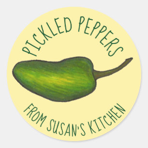 Gepikkelde pantoffels Groen warm Jalapeno Persoonl Ronde Sticker