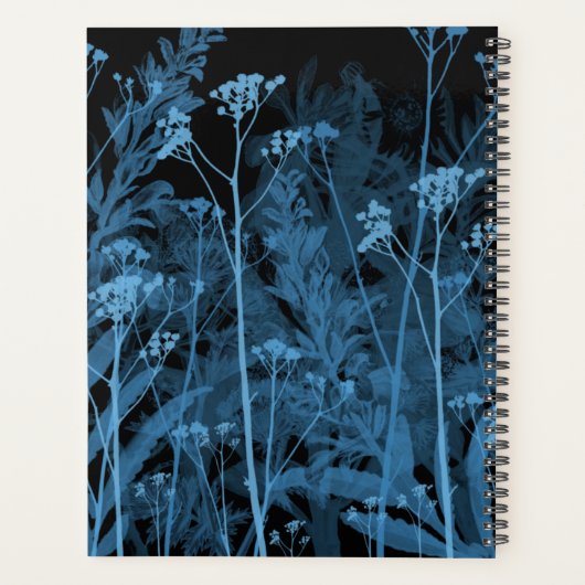 Gepilde Blauwe Floral Monogrammed Planner (Achterkant)