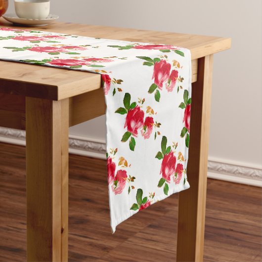 Gepilde Bourgogne Rozen Lange Table Runner Lange Tafelloper (Voorbeeld)