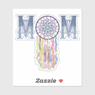 Gepilde Denim en Dream Catcher MOM   Prachtig Sticker