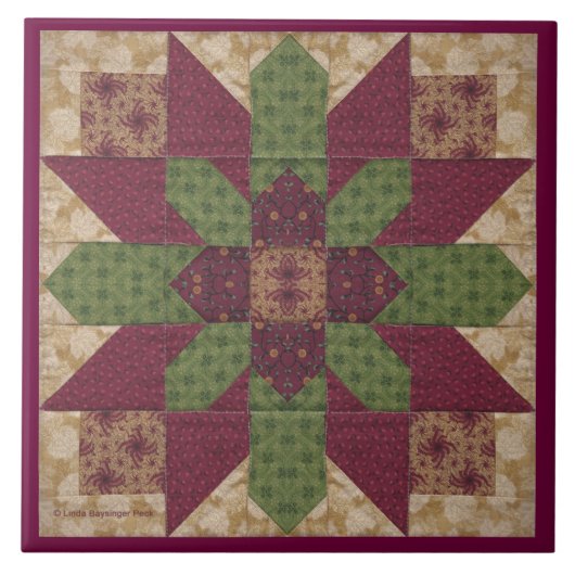 Gepilde Green Burgundy Star Tegeltje (Voorkant)