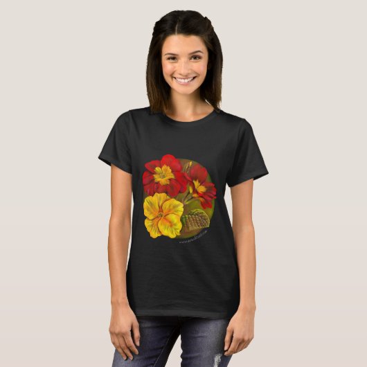 Gepilde lente-primula fijn T-shirt (Voorkant volledig)