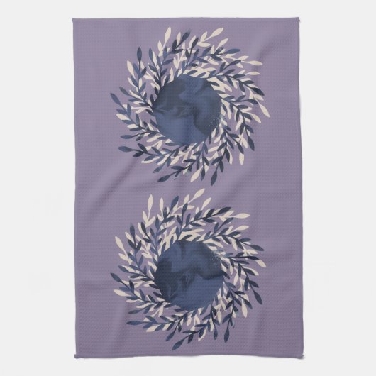 Gepilde maanlaurierbladeren zwemblair theedoek (Verticaal)