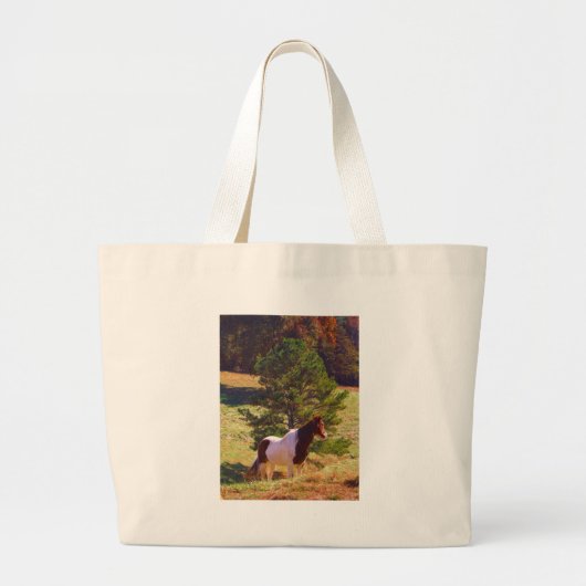 Gepilde Pony door de pine Grote Tote Bag (Voorkant)