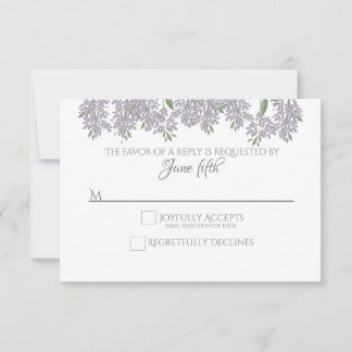 Gepilde Wisteria Wedding RSVP met maaltijdkeuze Kaartje