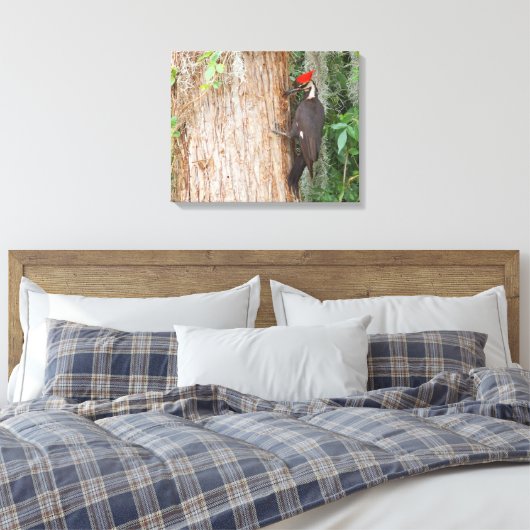 Gepileerde specht op doek canvas afdruk (Insitu (Slaapkamer))