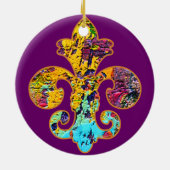 Gepilleerde Fleur de lis 4 Keramisch Ornament (Achterkant)