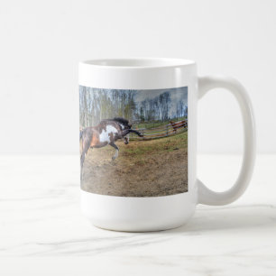 Gepironeerde Pinto Stallion Equine Action Foto Koffiemok