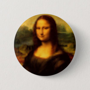 Gepixeliseerde Mona Lisa Ronde Button 5,7 Cm