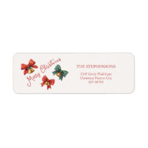 Geplaagde Bows Bells Kerstmis Retro Labels